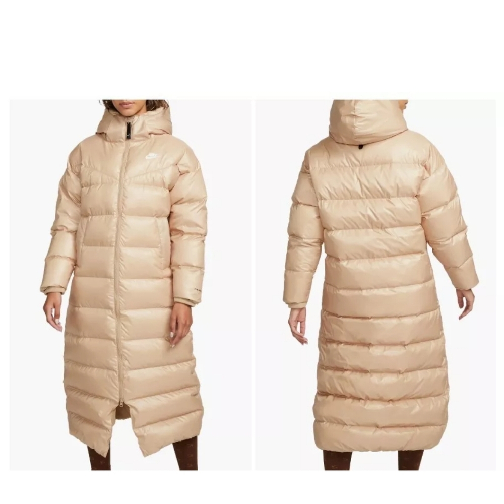 Nike Women's s Hemp Beige Sportsware City Quilted Longline Down Parka XL BNWT